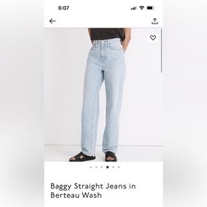 NWT Madewell Baggy Straight